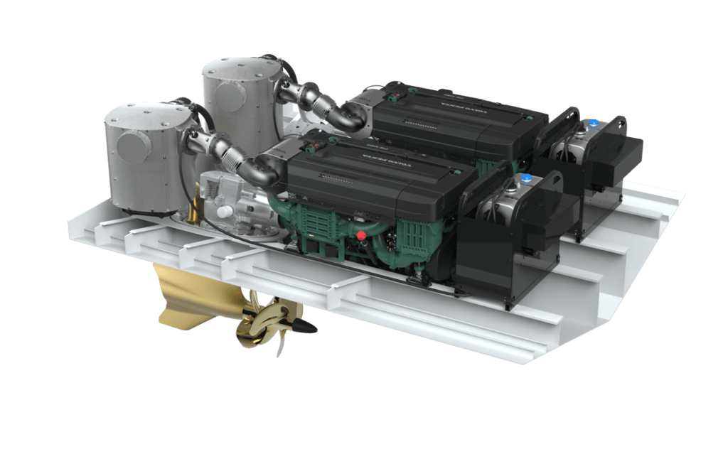 Twin Volvo Penta engines with IPS pod drives